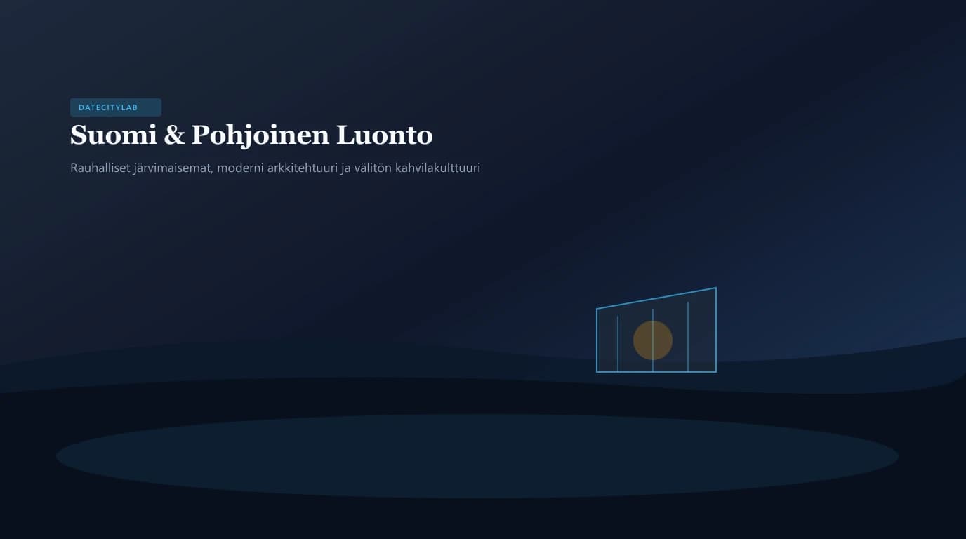 Suomalainen kaupunki- ja luontomaisema: arkkitehtuuri, järvenranta ja rauhallinen kohtaaminen